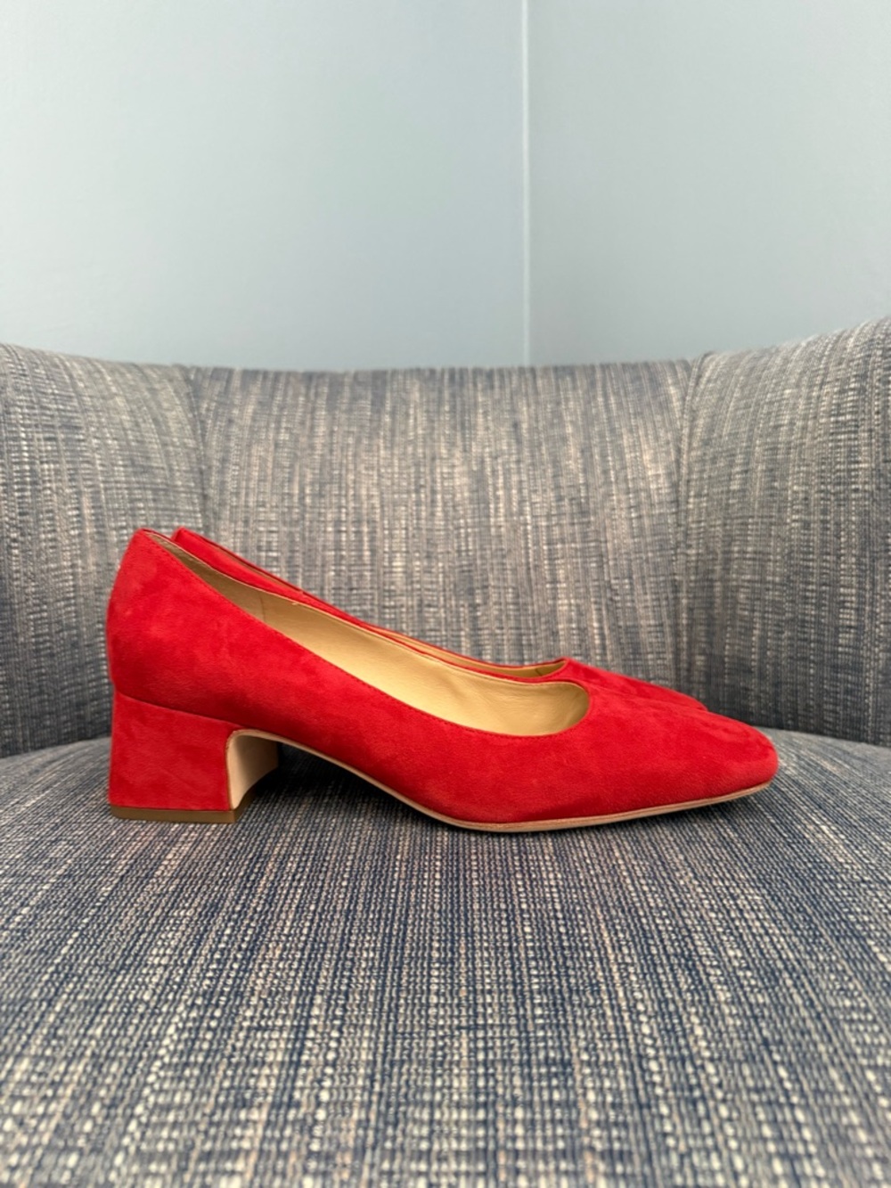Red Suede Block Heel Square toe- EUC - Picture 4 of 7